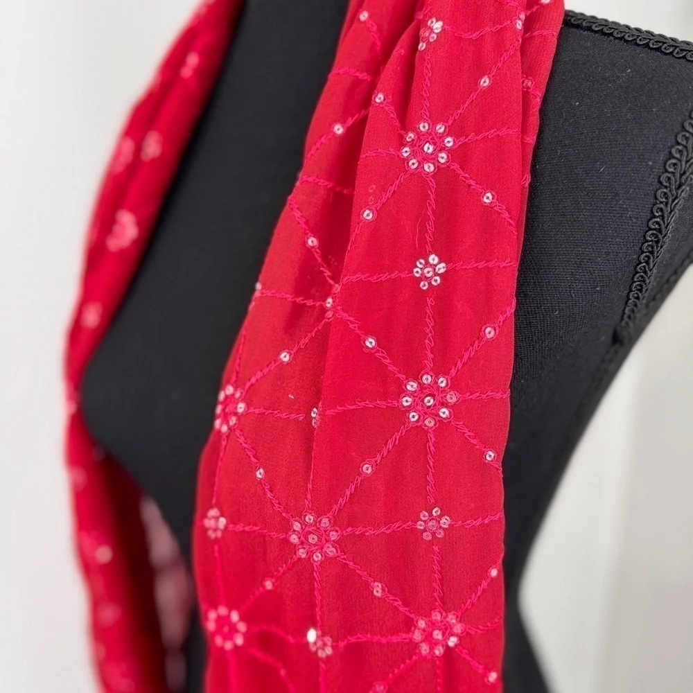 Studio NYC Amiee Lynne Red Beaded Scarf 70